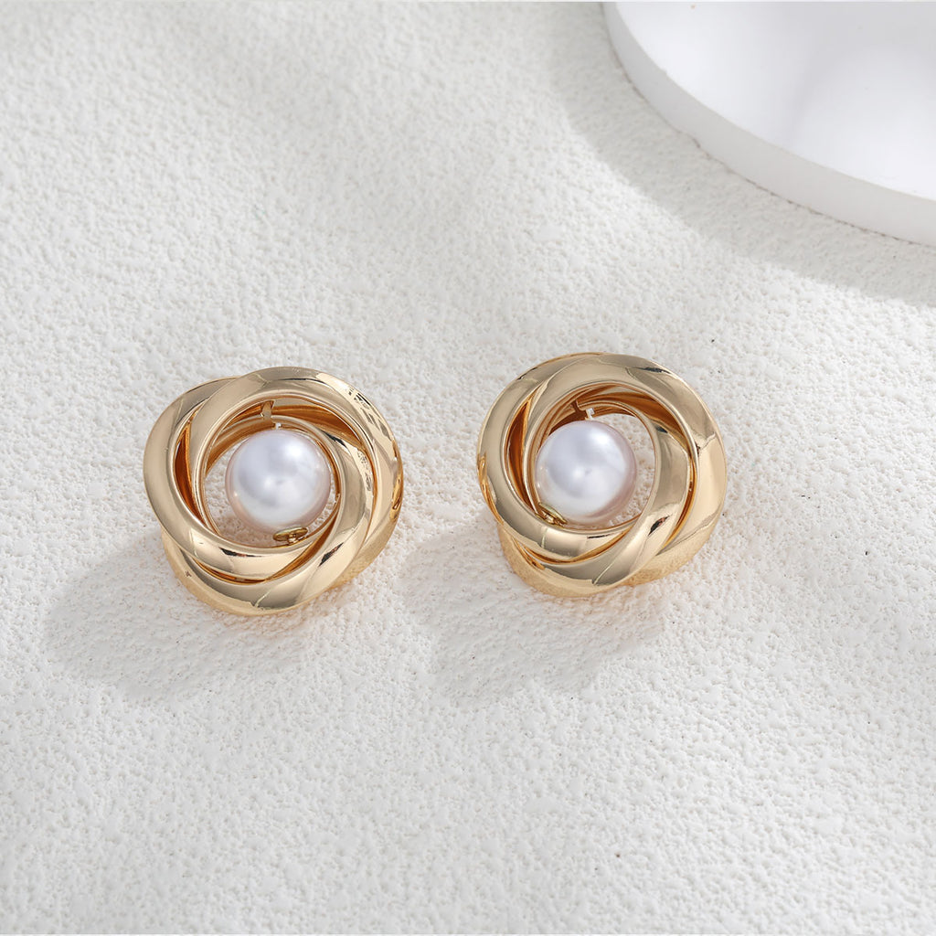 Damen Perlenohrringe mit elegantem Goldrahmen Shop Nory