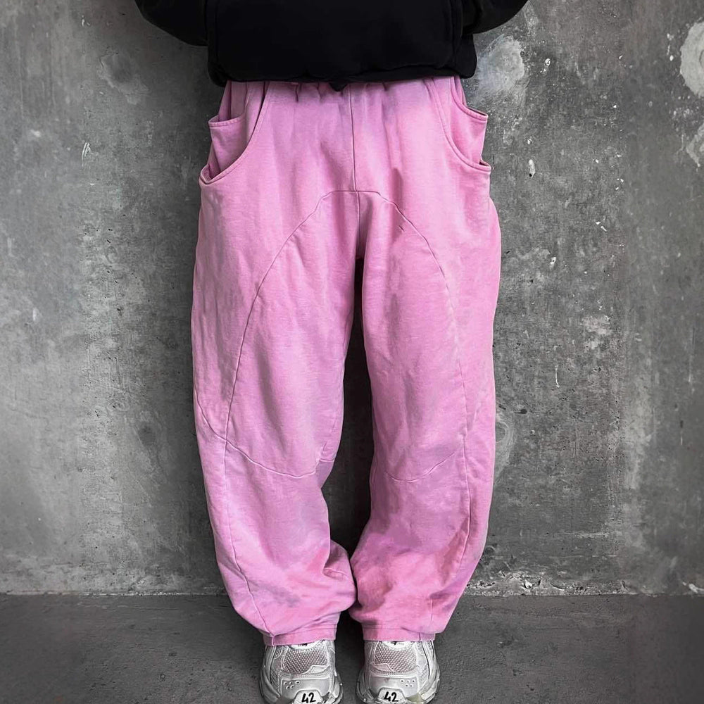 Herren nan Oversize-Freizeitjogger mit geschwungenen Nahtdetails, Kordelzugbund und elastischen Beinabschlüssen Shopnory