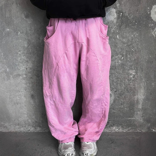 Herren nan Oversize-Freizeitjogger mit geschwungenen Nahtdetails, Kordelzugbund und elastischen Beinabschlüssen Shopnory