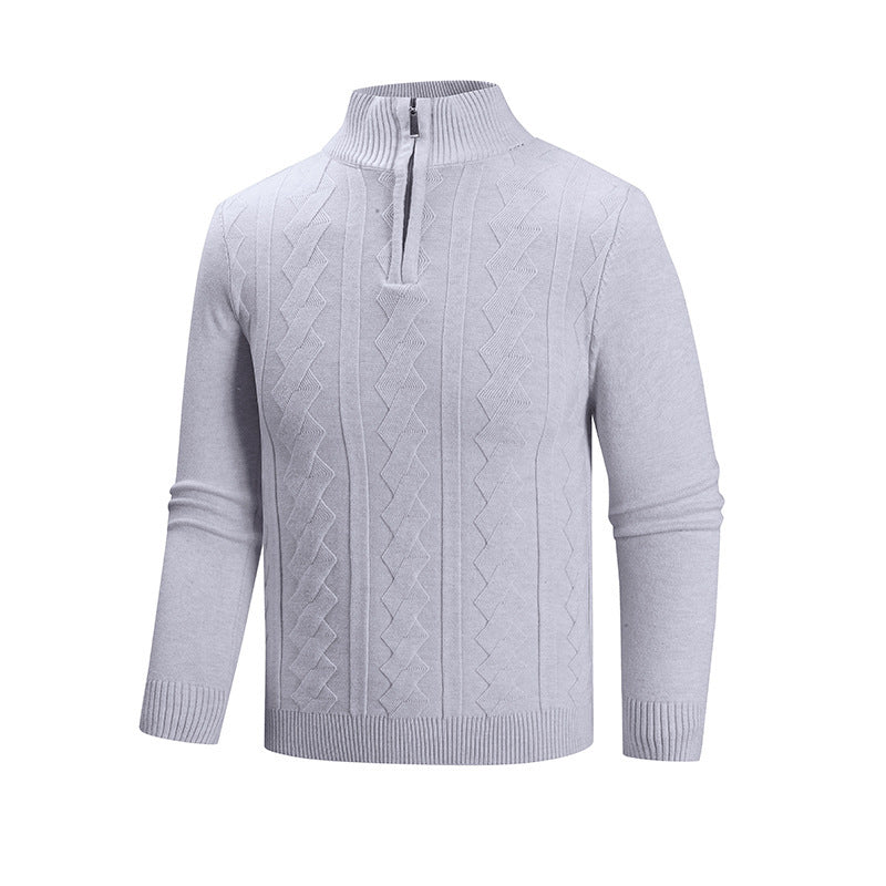 Herren Feinstrick-Halbzipp-Pullover mit Zopfmuster und Stehkragen Shop Nory