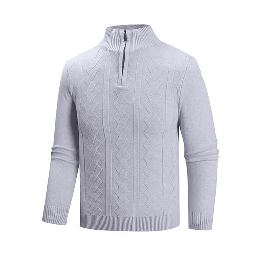 Herren Feinstrick-Halbzipp-Pullover mit Zopfmuster und Stehkragen Shop Nory