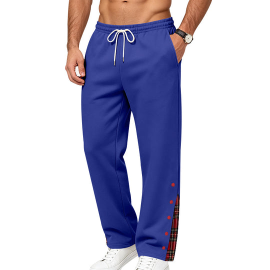 Herren Lockere Jogginghose mit Karo‑Einsatz und Druckknopf‑Details Shop Nory
