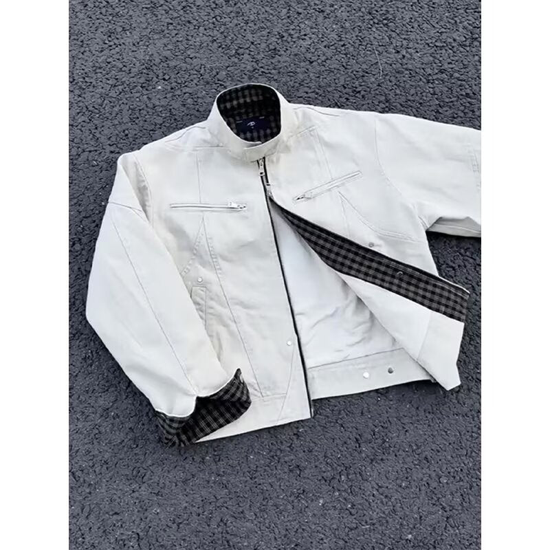 Herren urbane Bomberjacke mit karierter Innenfütterung und Reißverschlusstaschen Shop Nory