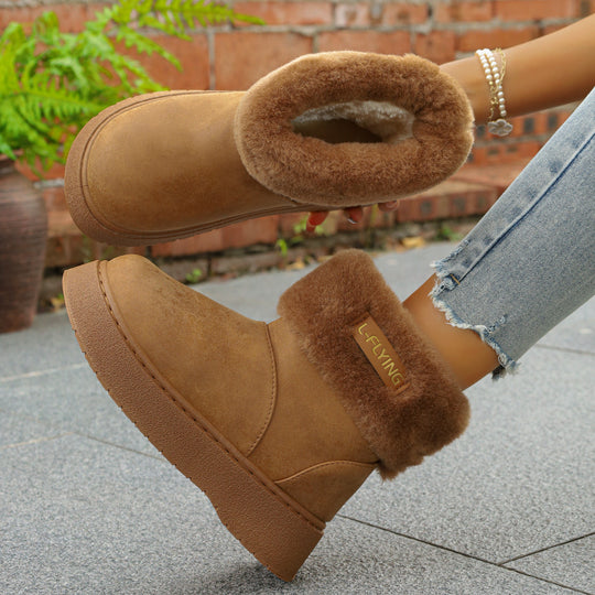 Damen Warme Kurzstiefel mit kuscheligem Fellaufschlag und leichter Plateau-Sohle Shop Nory
