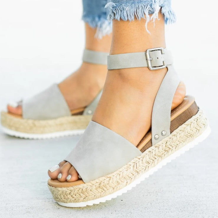Damen Wedge-Sandalen mit verstellbarem Riemen und komfortablem Fußbett