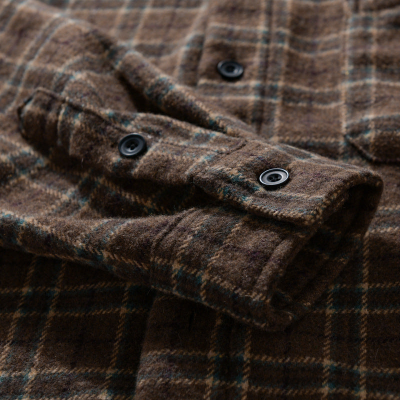 Herren Lockeres Flanell-Hemdjacken-Overshirt mit weichem Griff und aufgesetzter Brusttasche Shop Nory