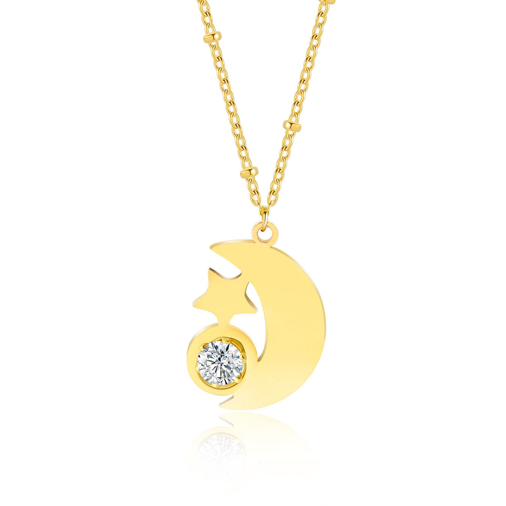 Damen Halskette mit elegantem Mond- und Sternmotiv Shop Nory