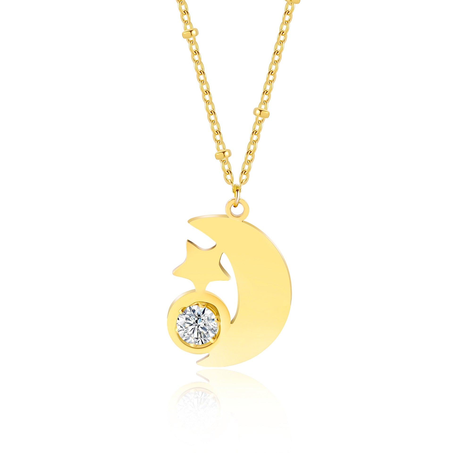Damen Halskette mit elegantem Mond- und Sternmotiv Shop Nory