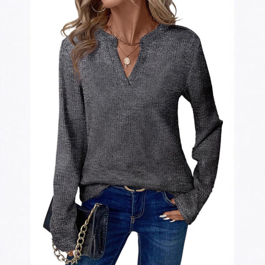 Damen Feinstrickpullover mit V-Schlitz und legerer Silhouette Shop Nory