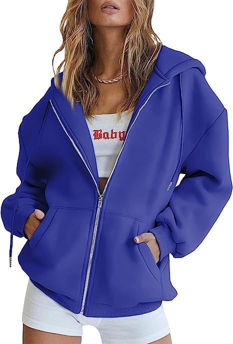 Damen nan übergroße Kapuzenjacke mit durchgehendem Reißverschluss und Kängurutaschen Shop Nory