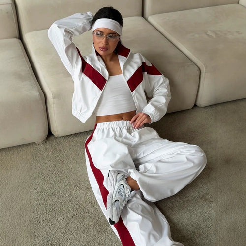 Damen Zweiteiliges Track-Set mit Cropped-Windjacke und weitem Jogger Shop Nory