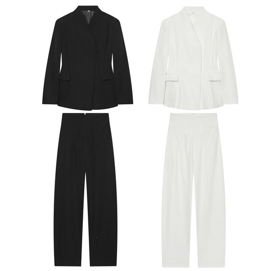 Damen Taillierter kragenloser Blazer mit Pattentaschen und feiner Teilungsnaht Shop Nory