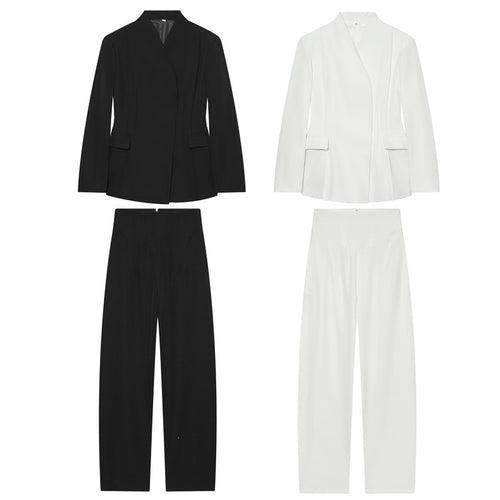 Damen Taillierter kragenloser Blazer mit Pattentaschen und feiner Teilungsnaht Shop Nory