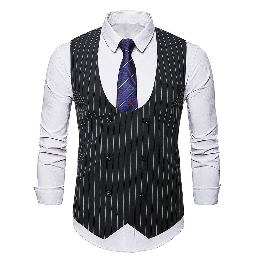 Herren elegante Weste mit doppelter Knopfleiste und klassischen Streifen