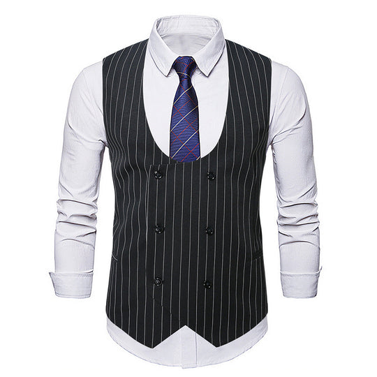 Herren elegante Weste mit doppelter Knopfleiste und klassischen Streifen