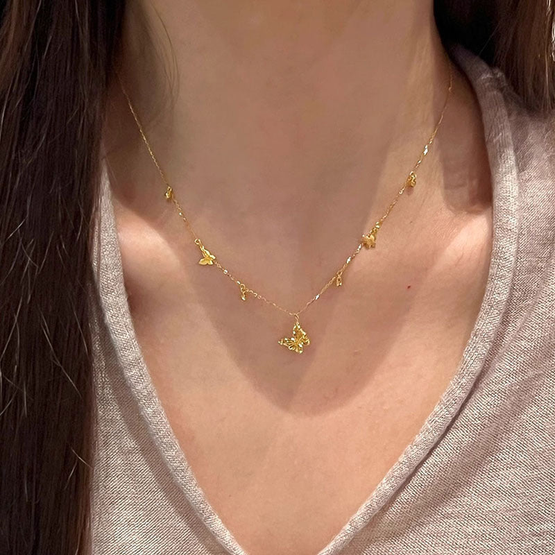 Damen Halskette mit filigranen Schmetterlingsanhängern Shop Nory