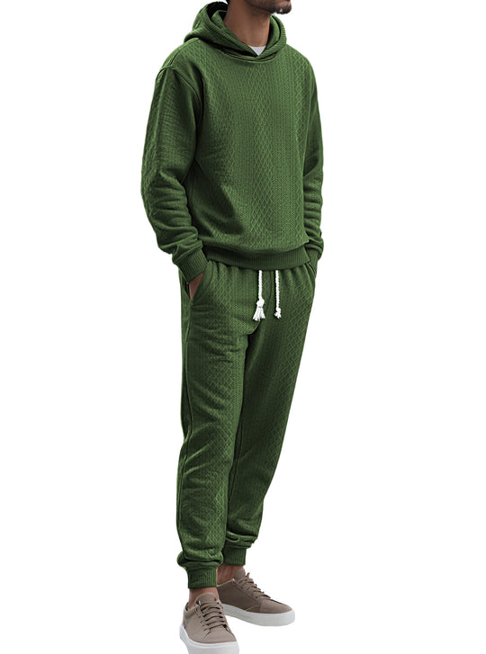 Herren Strukturierter Lounge-Set mit Kapuzenpullover und Jogginghose Shop Nory
