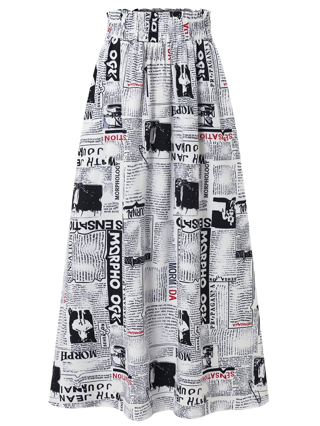 Damen Maxirock mit innovativem Zeitungsdruck Shopnory