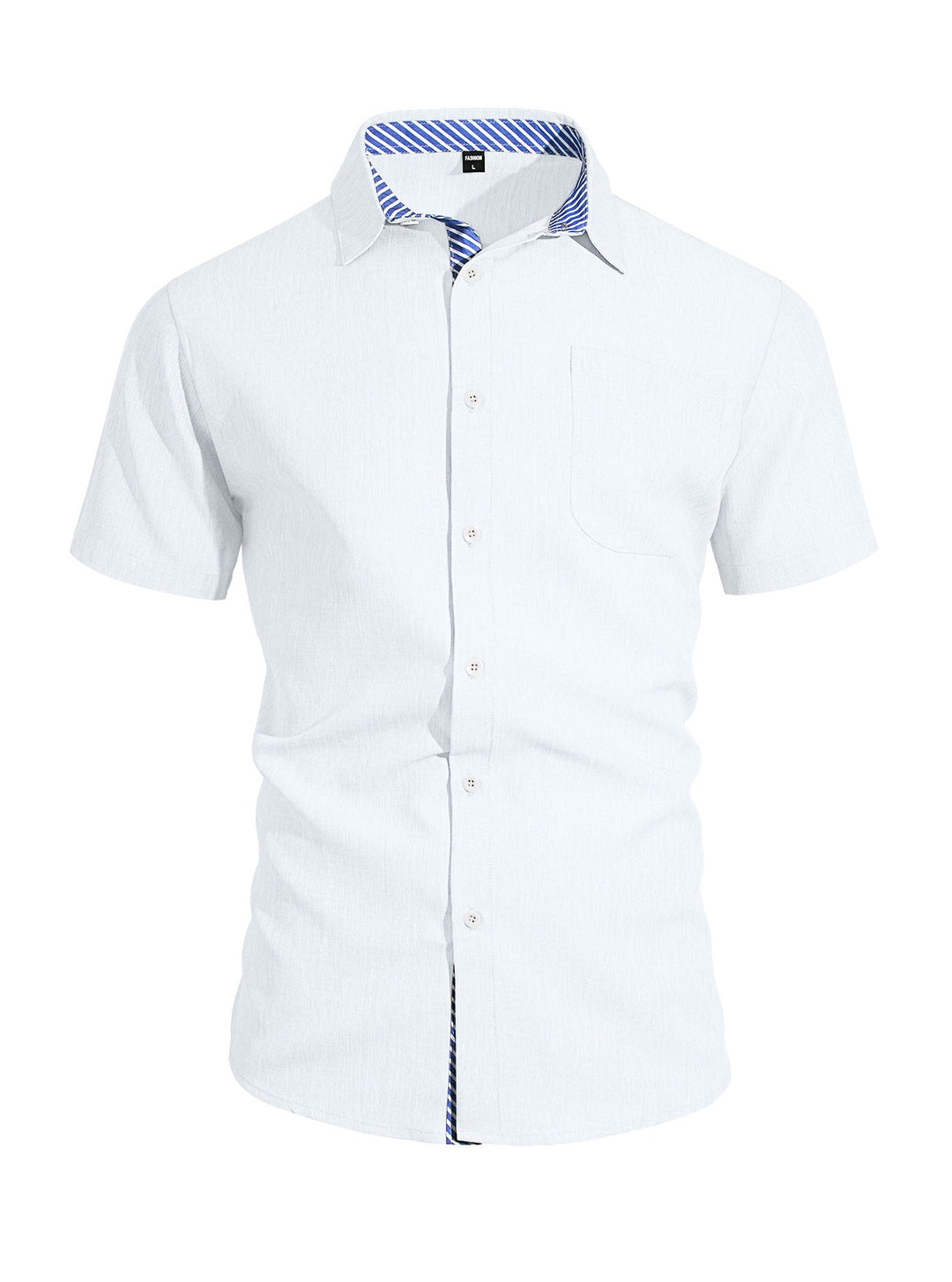 Herren nan Business-Casual Kurzarmhemd mit gestreiftem Kragenfutter und Brusttasche