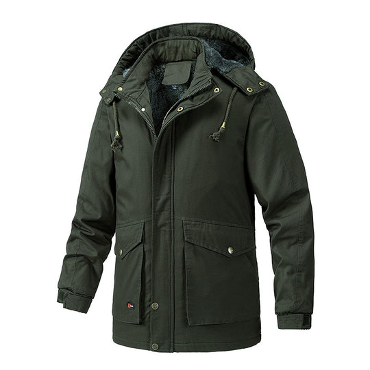 Herren Wärmegefütterte Parka-Jacke mit Kapuze und Teddyfutter Shop Nory
