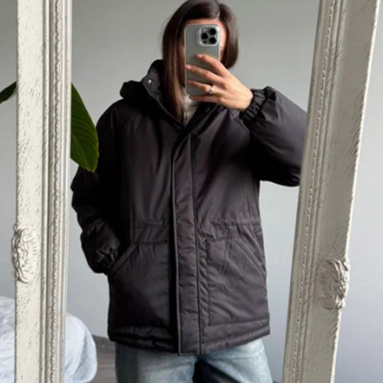 Damen Steppparka mit hohem Kragen, tailliertem Kordelzug und Kapuze Shop Nory