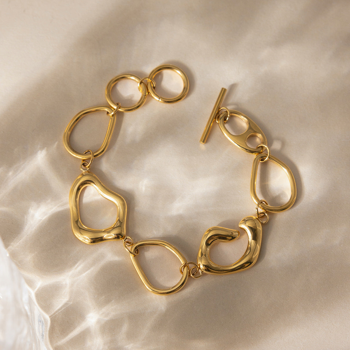 Damen Offenes Armband mit modernem Link-Design aus hypoallergenem Edelstahl Shop Nory