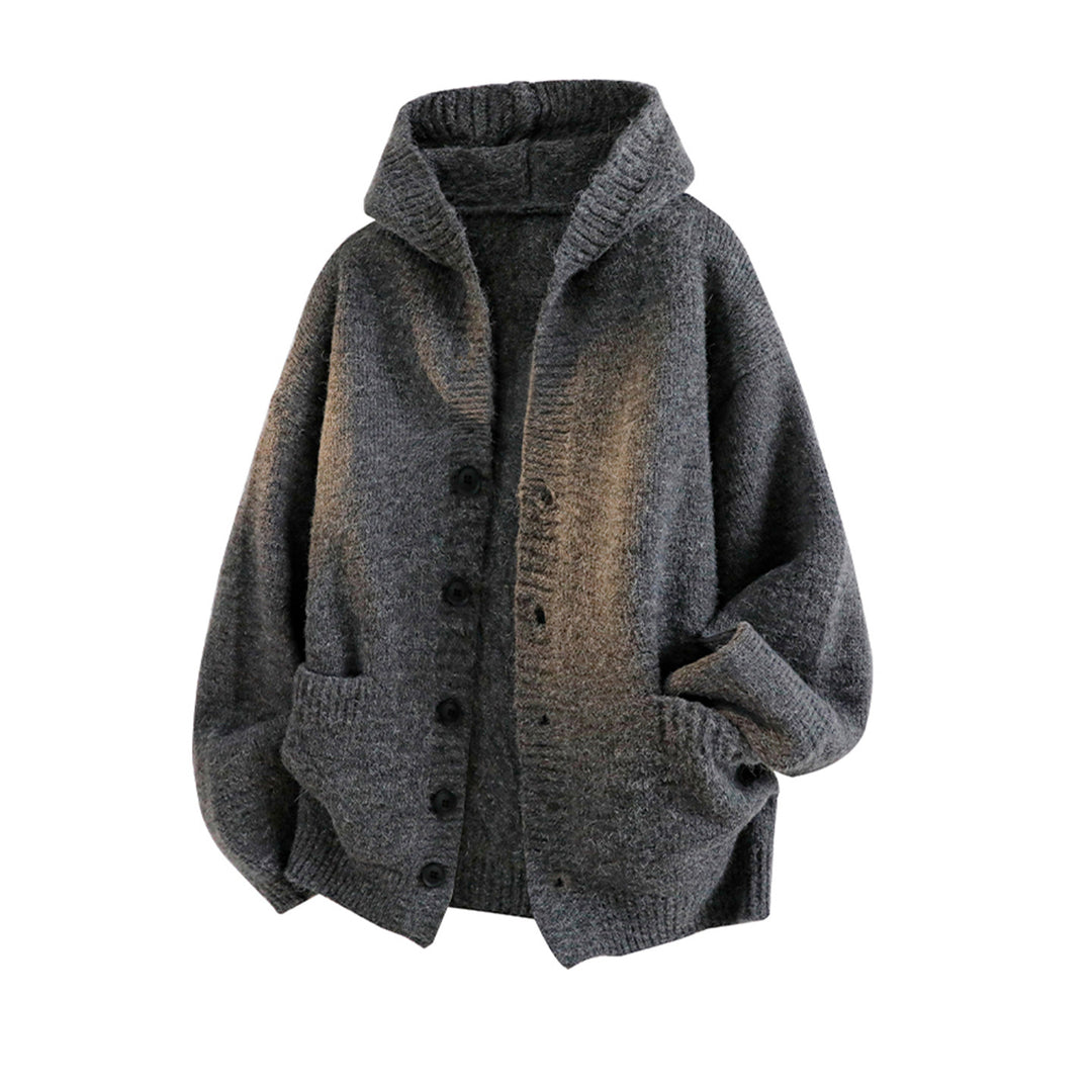Damen Gemütliche Strickjacke mit Kapuze und Knöpfen Shop Nory