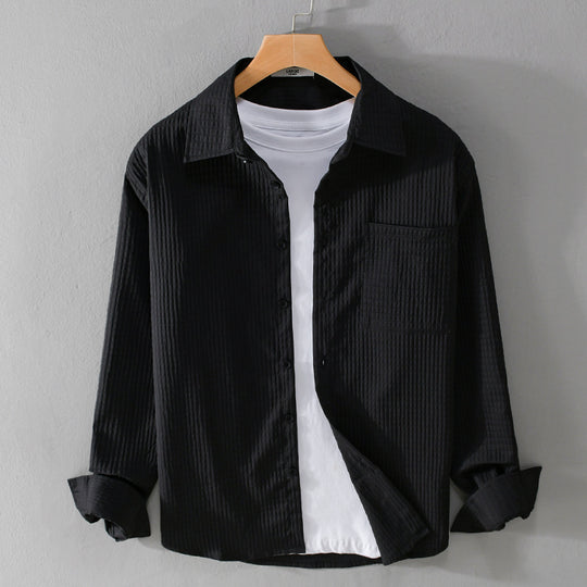 Herren Texturiertes Waffelstruktur-Overshirt mit Brusttasche und legerer Passform Shop Nory
