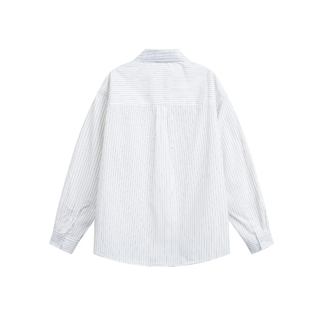 Damen Oversize-Hemdbluse mit feinen Streifen, Kentkragen und Brusttasche Shop Nory