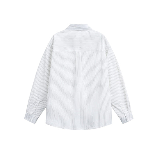 Damen Oversize-Hemdbluse mit feinen Streifen, Kentkragen und Brusttasche Shop Nory