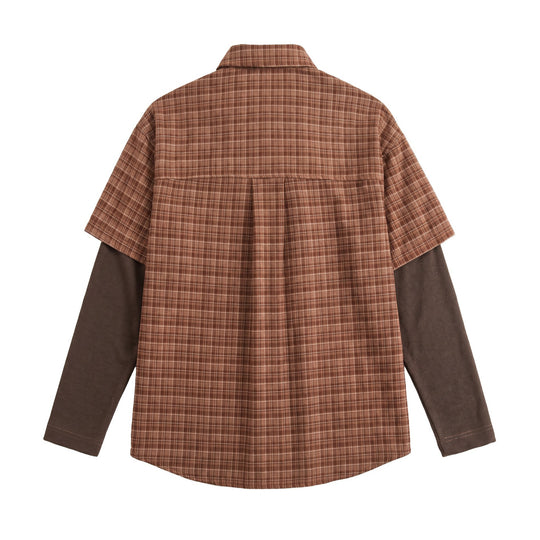 Herren Hemd im Lagenlook mit kariertem Vorderteil und eingesetzten Sweatärmeln Shop Nory