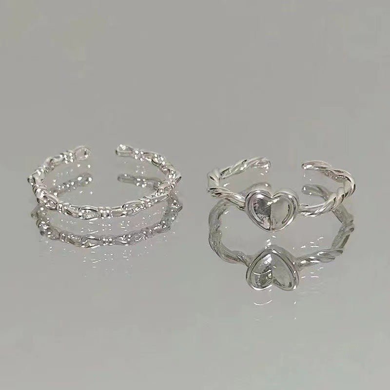 Damen Ring-Set mit filigranen Herz- und Strukturdesigns Shop Nory