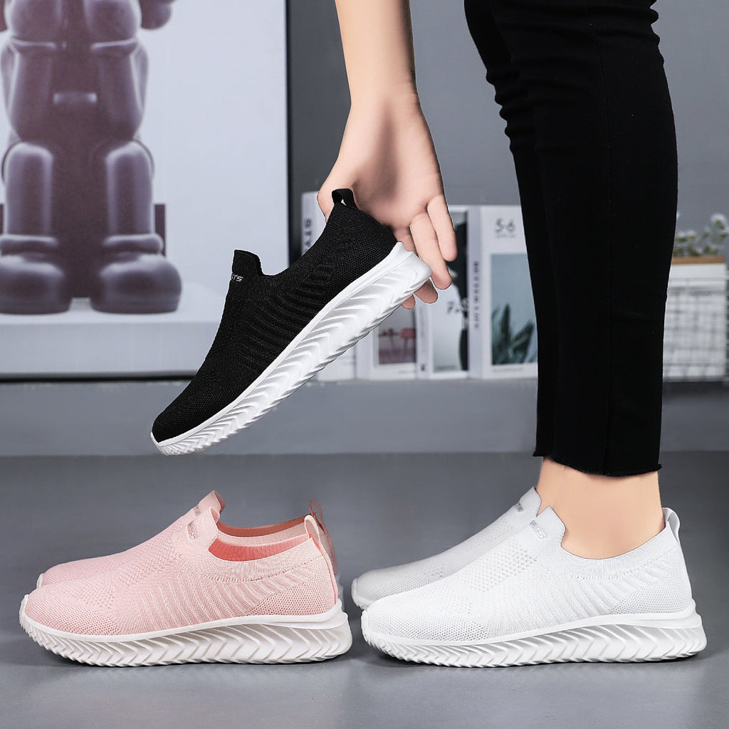 Damen Luftige Slip-On Sneakers mit flexiblem Strickoberteil