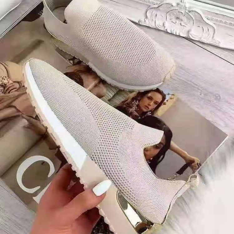 Damen Atmungsaktive Slip-On Sneaker mit trendiger Textiloberfläche und elastischem Kragen