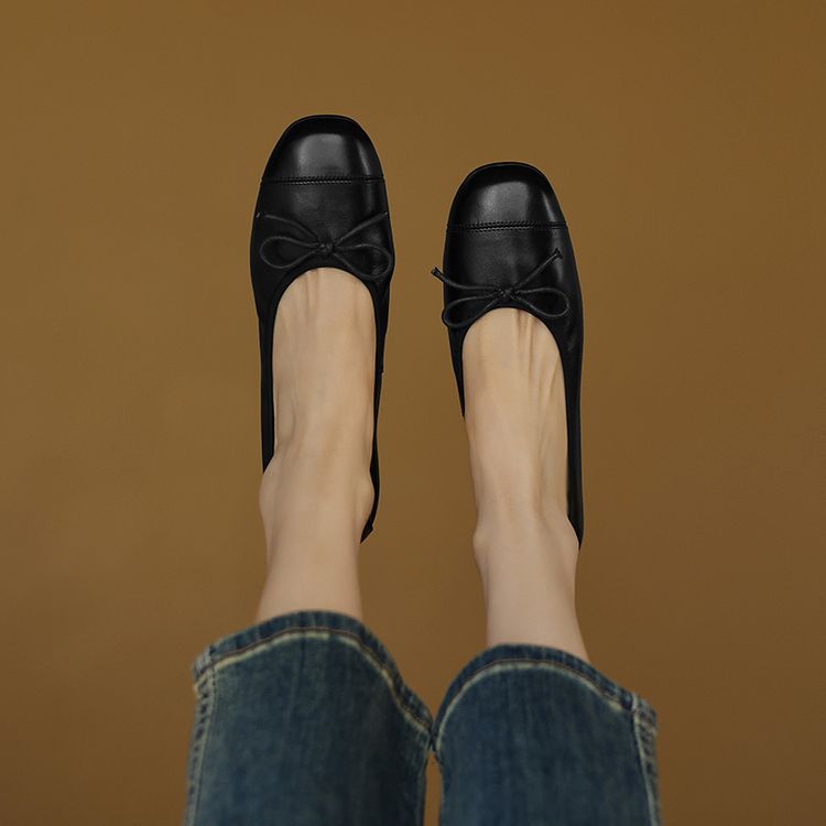 Damen Ballerinas mit elegantem Schleifenakzent aus hochwertigem Leder
