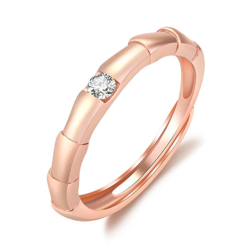 Damenring mit elegantem Bambusdesign und funkelndem Zirkonia Shop Nory