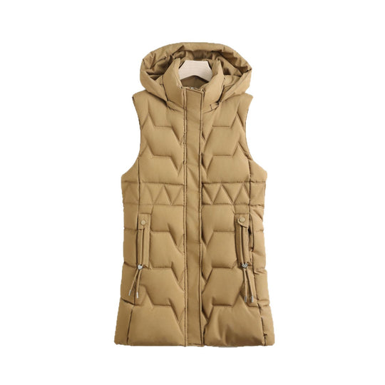 Damen nan Thermo-Steppweste mit Kapuze, Kordelzug und verdecktem Reißverschluss Shop Nory