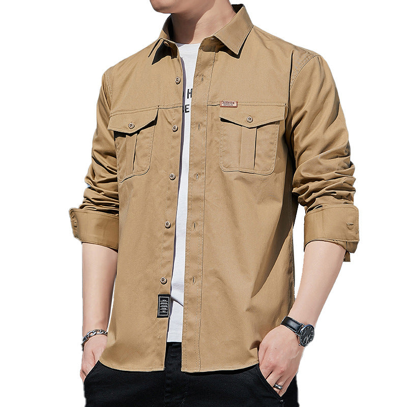 Herren leichtes Utility-Overshirt aus Baumwoll-Canvas mit Brustpattentaschen Shop Nory
