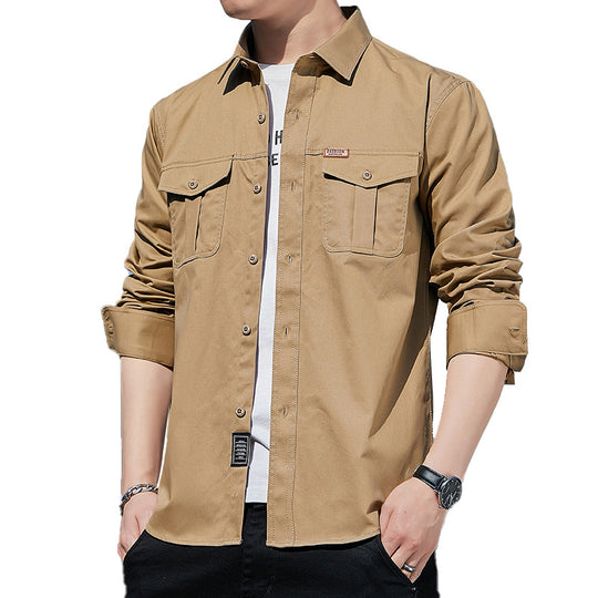 Herren leichtes Utility-Overshirt aus Baumwoll-Canvas mit Brustpattentaschen Shop Nory