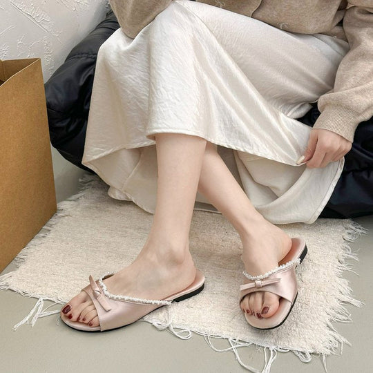 Damen elegante Sandalen mit zarter Schleifenverzierung