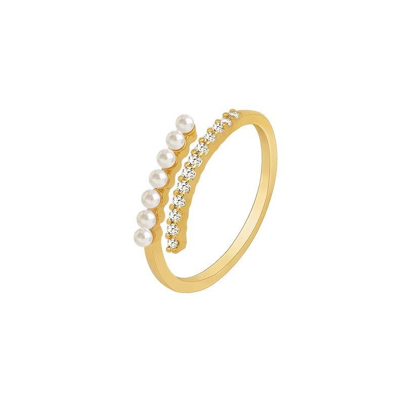 Damen eleganter Ring mit zarten Perlen und funkelnden Akzenten Shop Nory