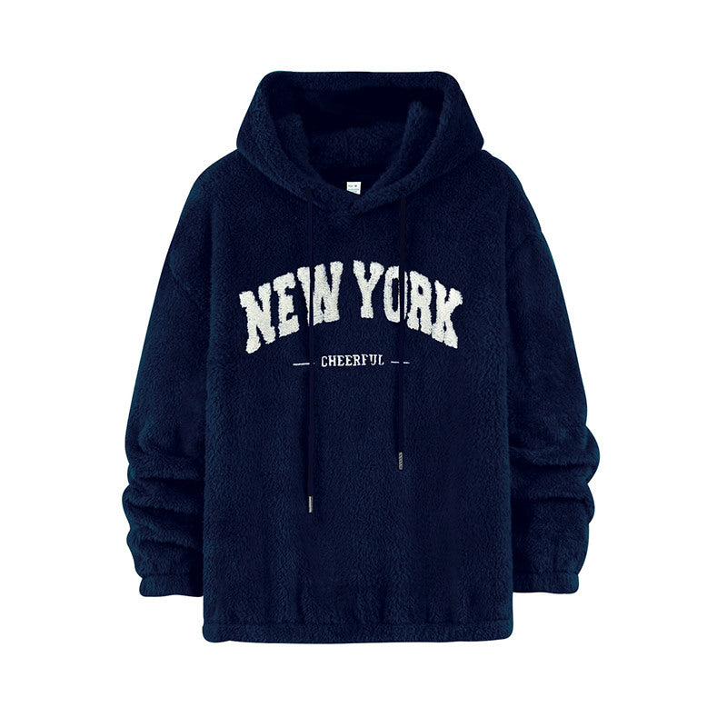 Unisex Kuscheliger Teddy-Fleece-Hoodie mit Chenille-Schriftzug Shop Nory