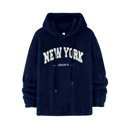Unisex Kuscheliger Teddy-Fleece-Hoodie mit Chenille-Schriftzug Shop Nory