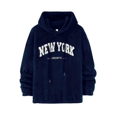 Unisex Kuscheliger Teddy-Fleece-Hoodie mit Chenille-Schriftzug Shop Nory