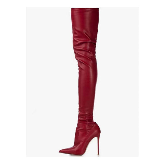 Femme Über-die-Knie Spitzenzehen Stiletto Stiefel
