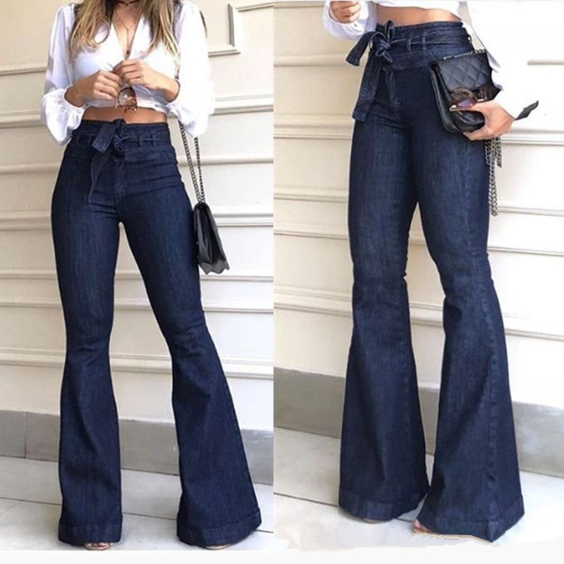 Damen Schlagjeans mit hohem Bund und weitem Bein