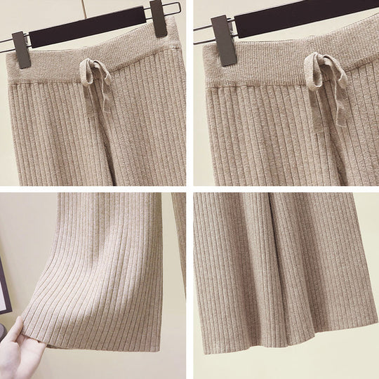 Damen Bequeme Rippstrickhose mit Kordelzug Shop Nory