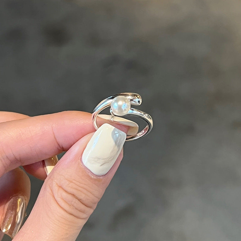 Damen eleganter Perlenring mit modernem Design Shop Nory