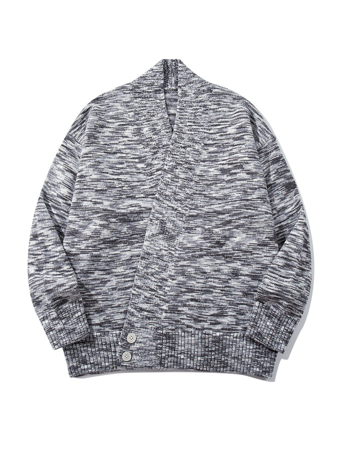 Damen Oversize-Strickcardigan mit tiefem V-Ausschnitt, Knopfleiste am Saum und melierter Struktur Shop Nory