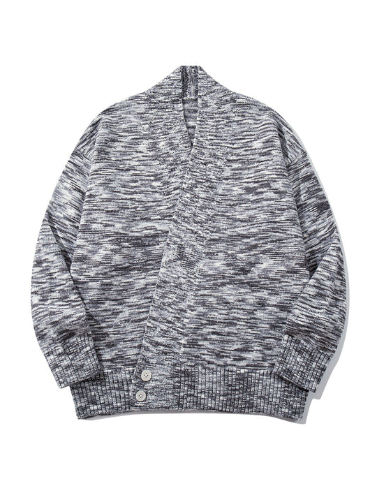 Damen Oversize-Strickcardigan mit tiefem V-Ausschnitt, Knopfleiste am Saum und melierter Struktur Shop Nory